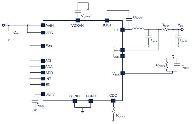 Application Circuit Diagram - STMicroelectronics STPD01 Programmable Synchronous Buck Converter